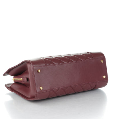 Chanel Sheepskin Quilted Mademoiselle Vintage Shopping Tote Burgundy 4 of 8