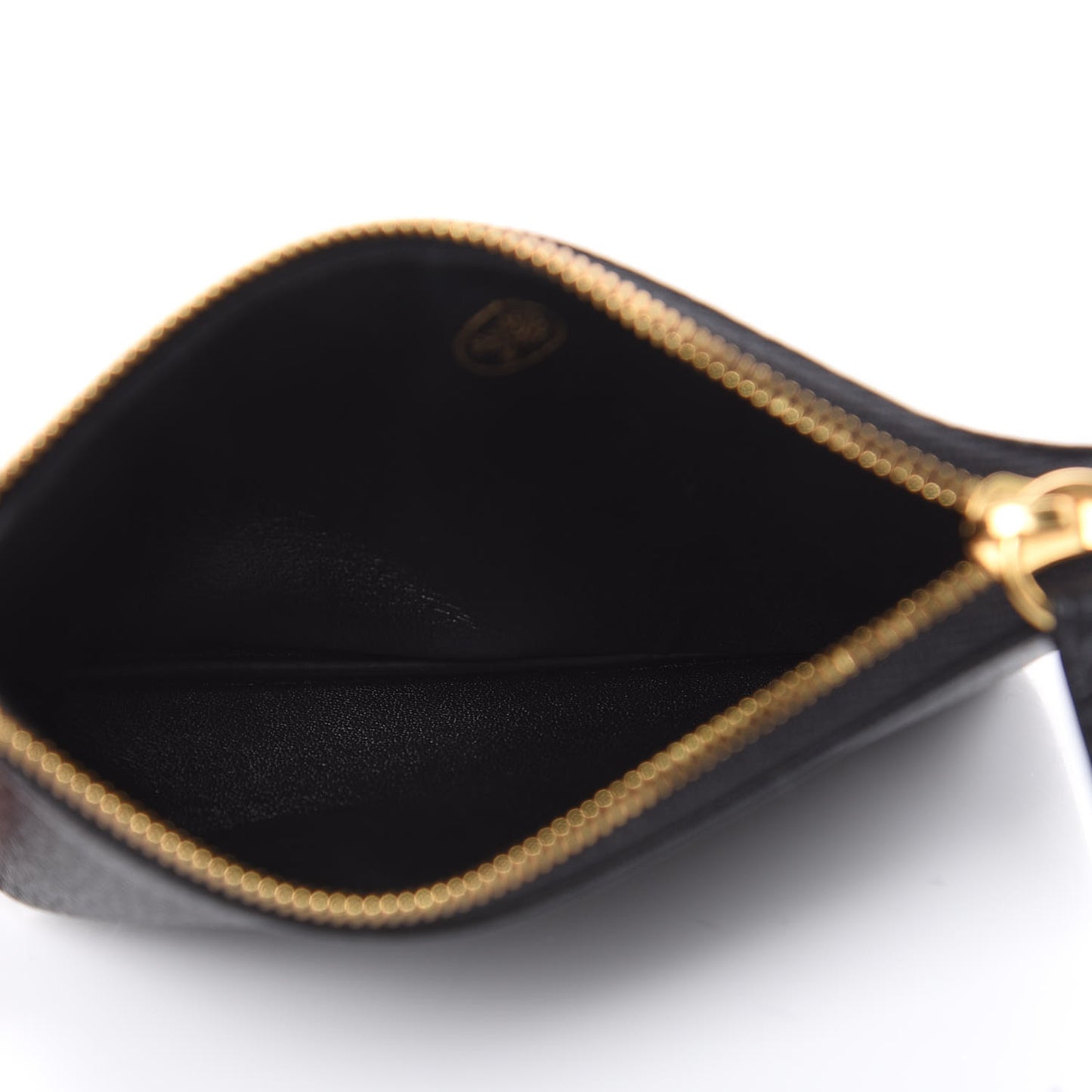 Small Classic Grain Zip Coin Pouch Black