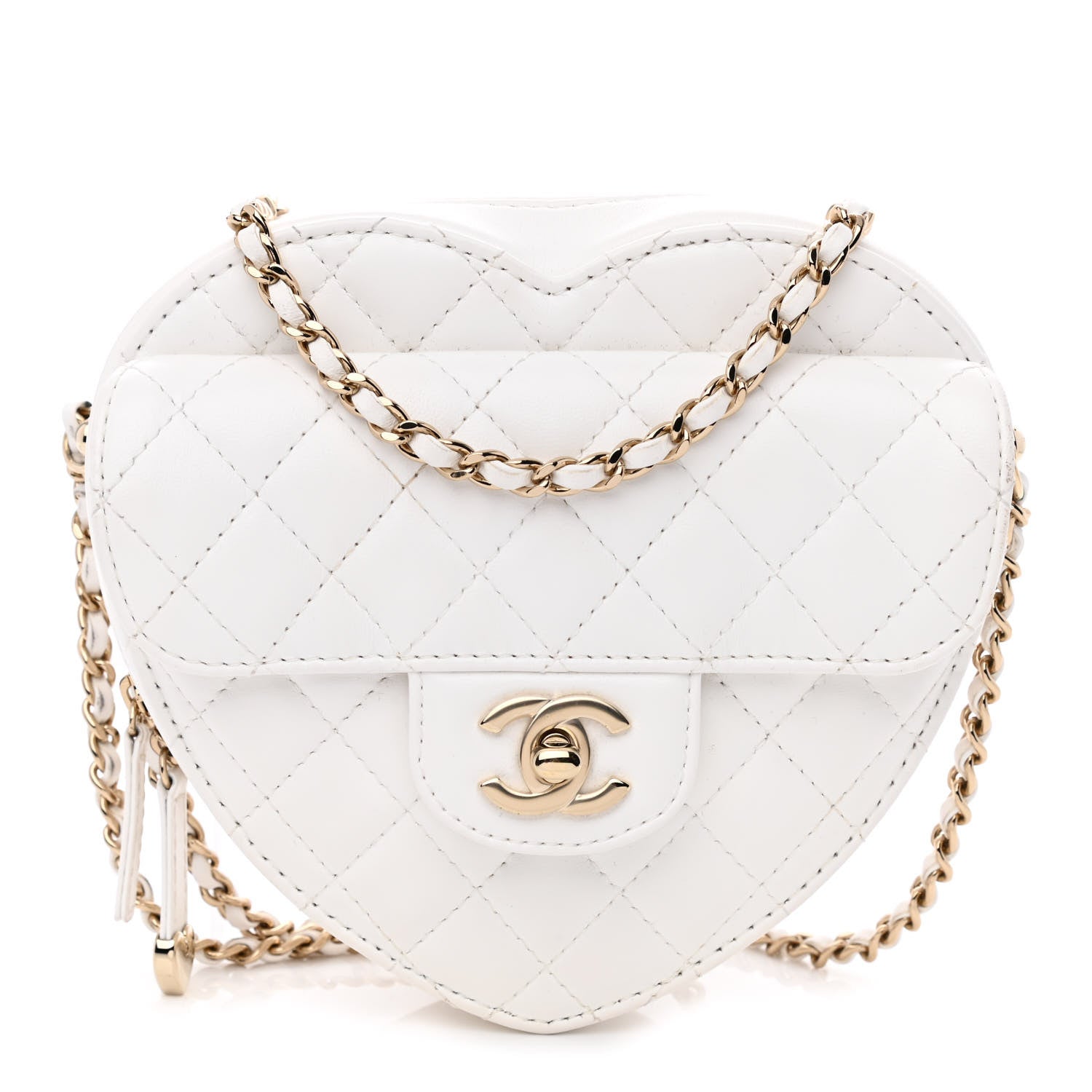 Chanel Lambskin Quilted CC In Love Heart Bag White 1 of 11