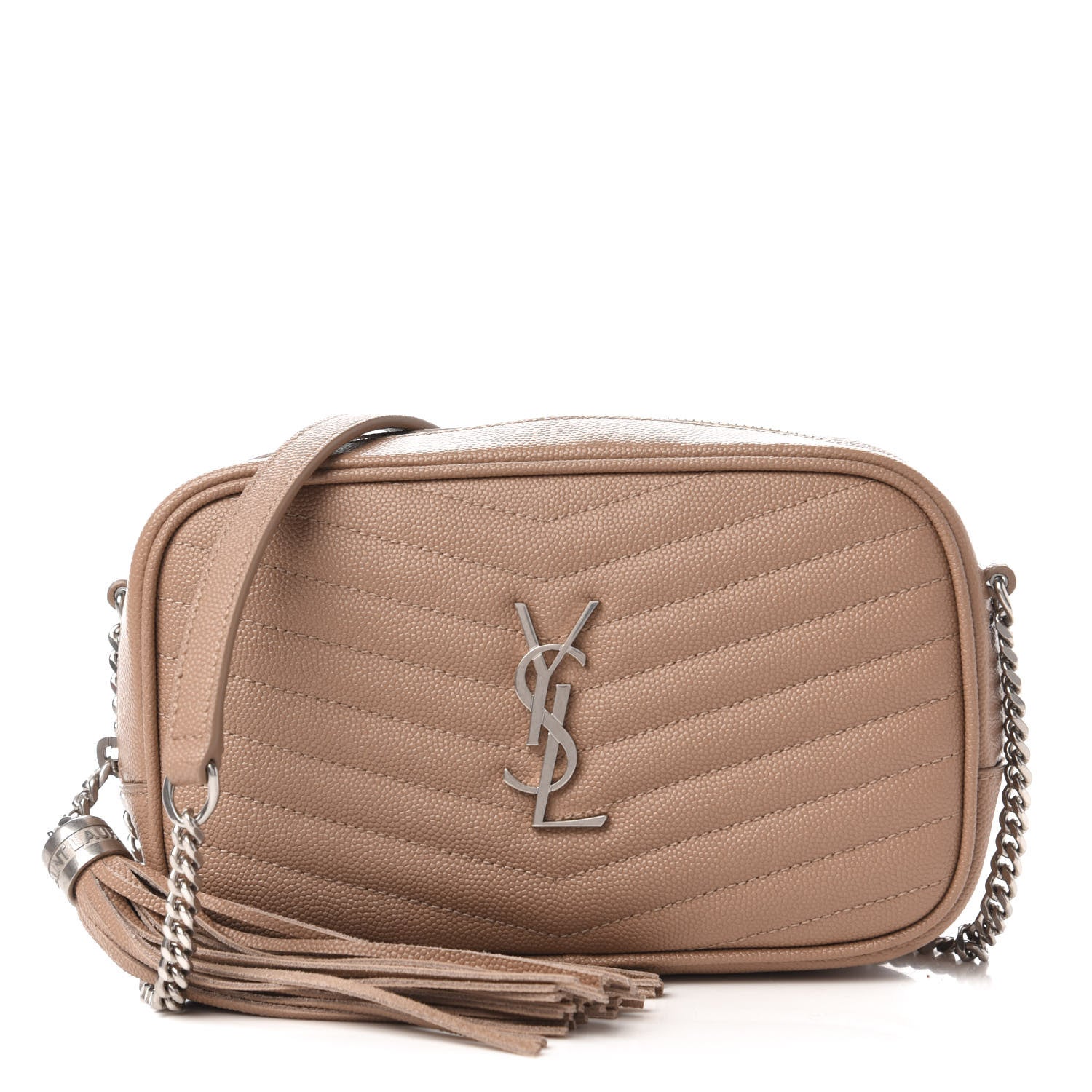 Saint Laurent Grain De Poudre Matelasse Monogram Mini Lou Camera Bag Dark Beige 1 of 11