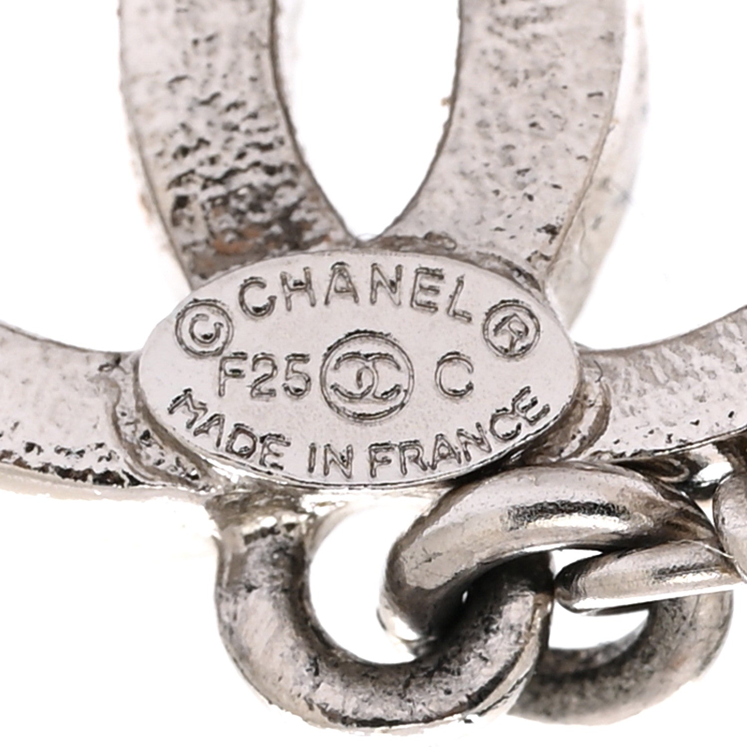 Chanel Crystal Pearl Bead CC Drop Earrings Silver White 4 of 5