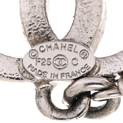 Chanel Crystal Pearl Bead CC Drop Earrings Silver White 4 of 5