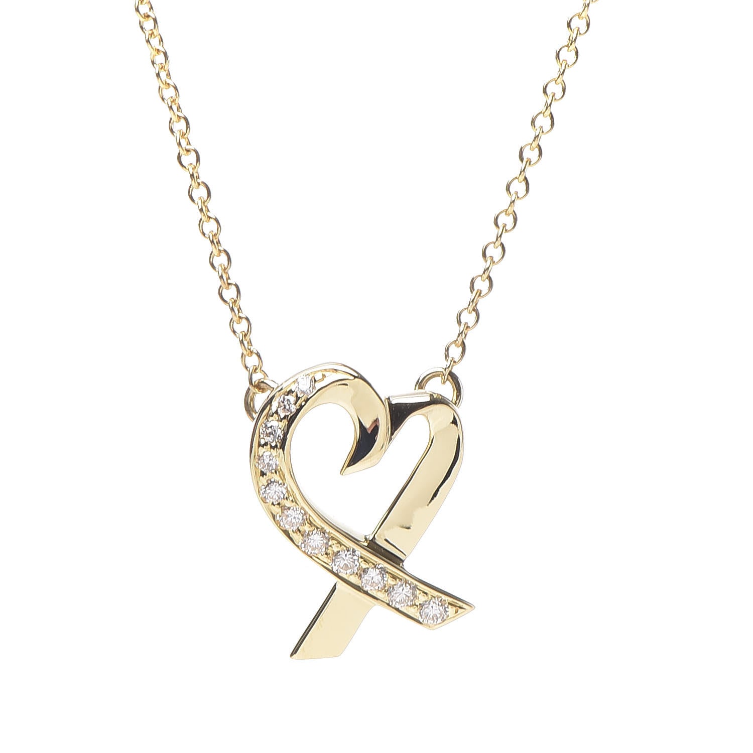 Tiffany 18K Yellow Gold Diamond Small Paloma Picasso Loving Heart Pendant Necklace 4 of 7