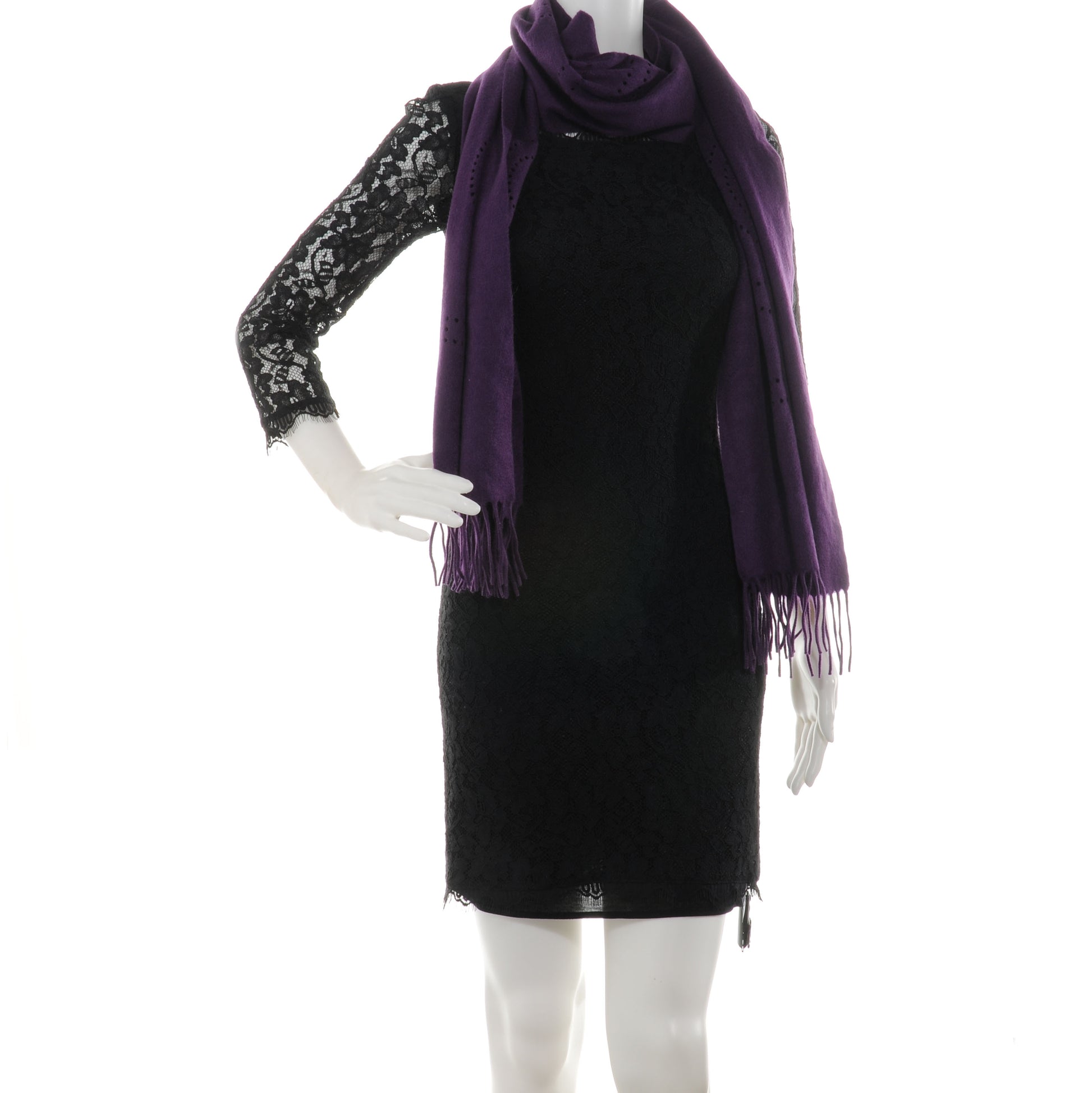 Louis Vuitton Cashmere Perforated Scarf Purple 2 of 3