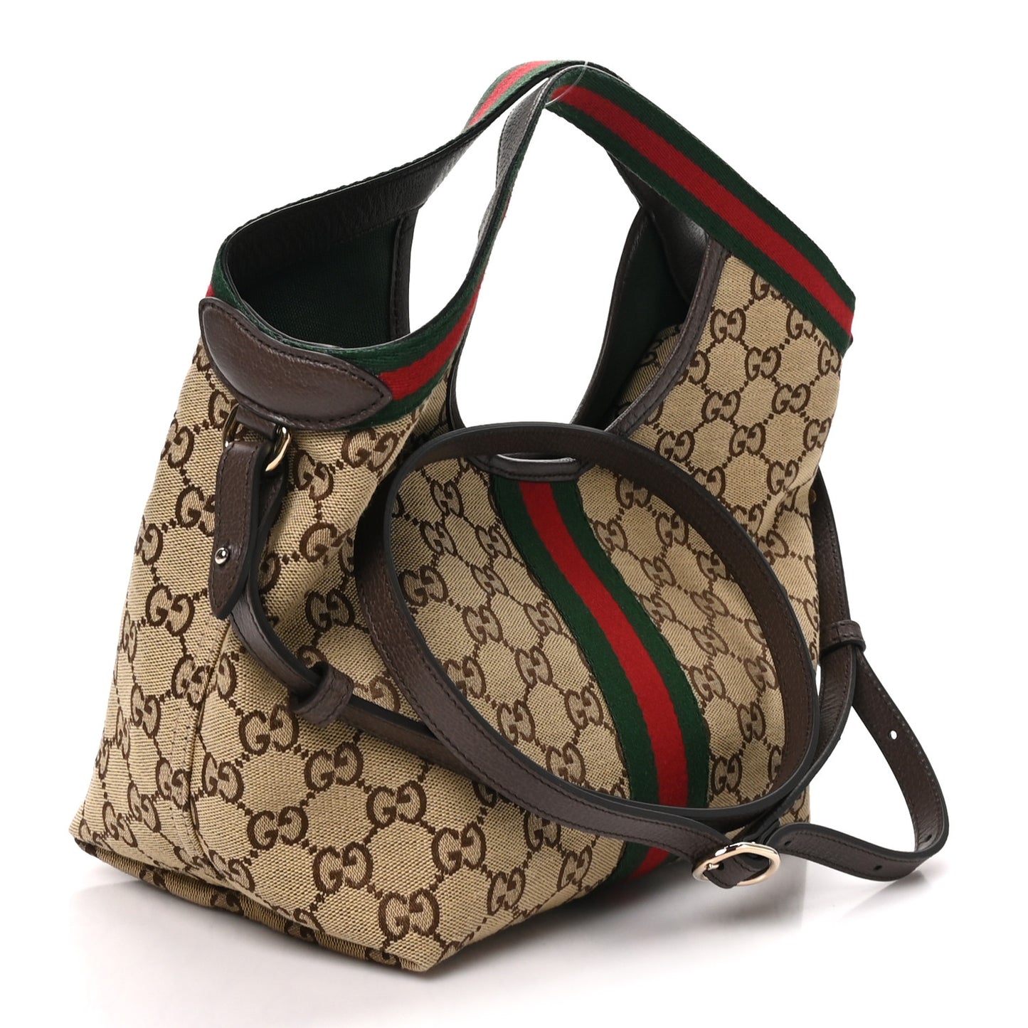 Monogram Web Small Giglio Tote Beige Dark Brown