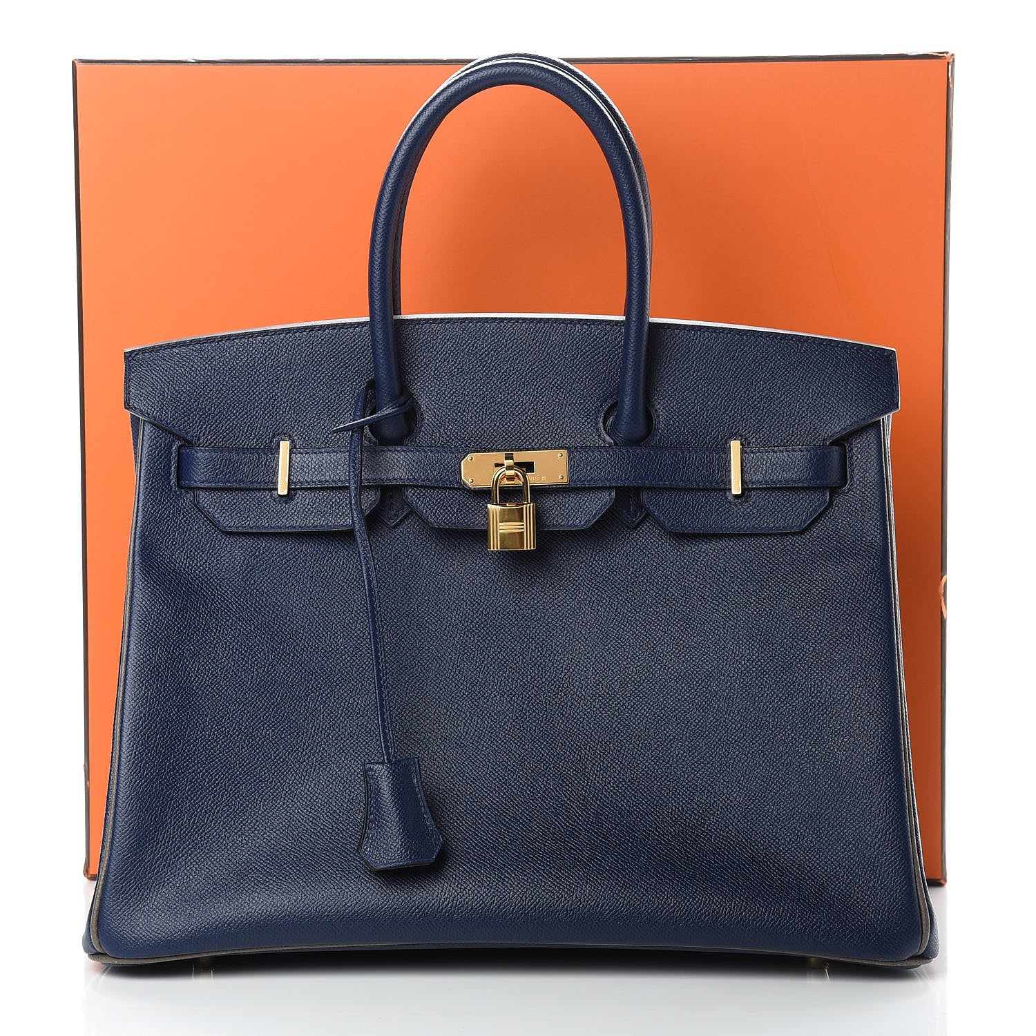 Hermes Epsom Horseshoe Birkin 35 Bleu Saphir Etain 35 of 35