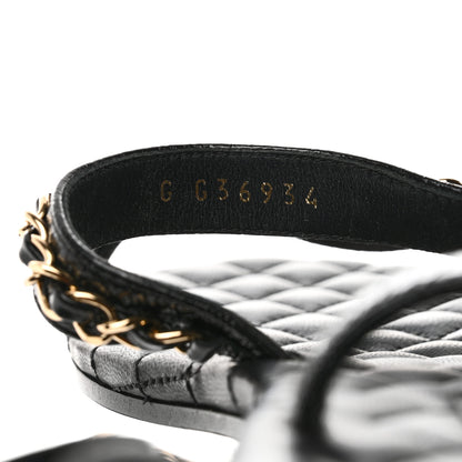 Chanel Aged Calfskin Chain Sandals 41 Black 6 of 8