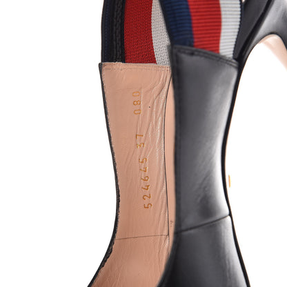 Gucci Malaga Kid Web Sylvie High Heel Slingback Pumps 37 Black 9 of 10