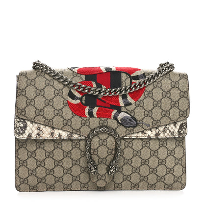 Gucci GG Supreme Monogram Kingsnake Embroidered Medium Dionysus Shoulder Bag White Beige 1 of 11