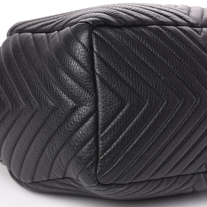 Chanel Deerskin Chevron Large CC Chain Bucket Drawstring Bag Black 8 of 15