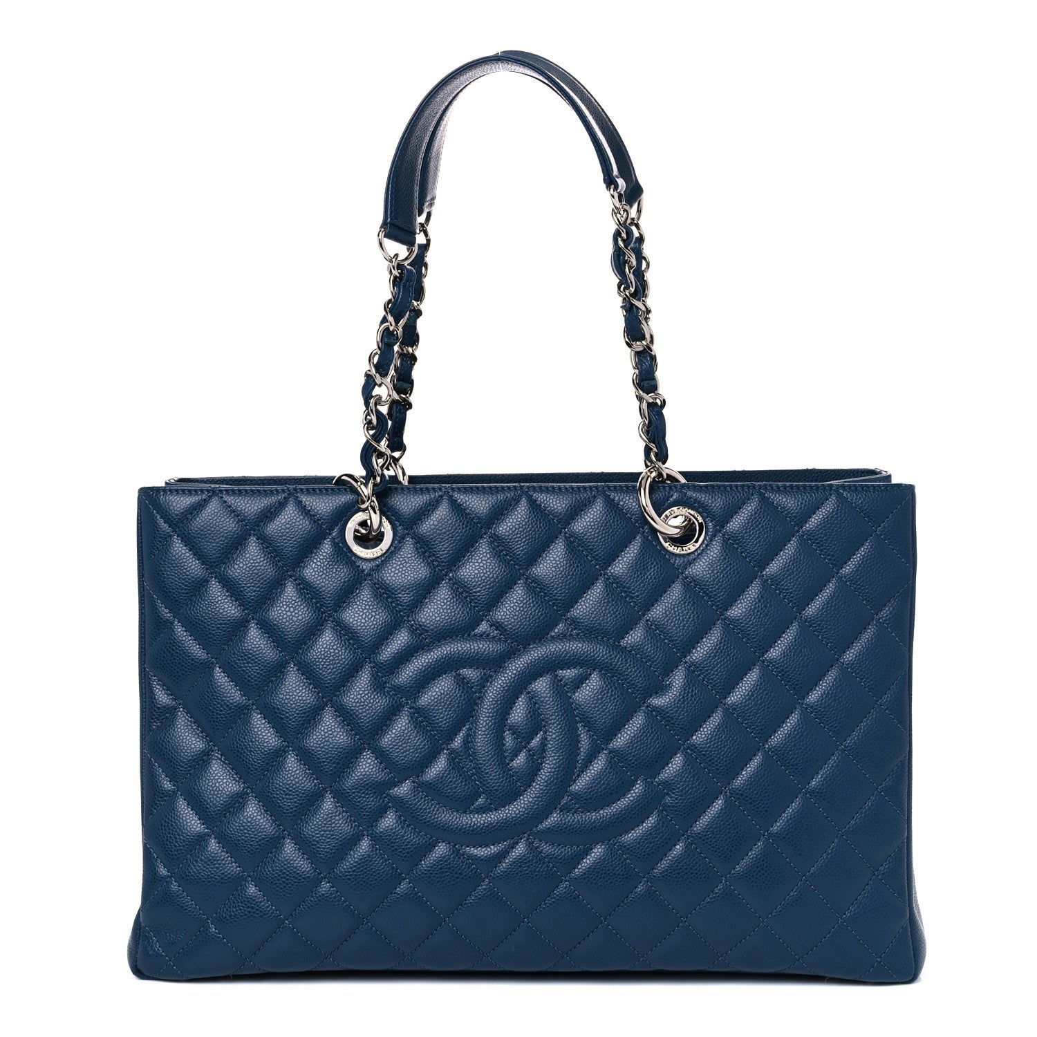 Chanel Caviar Quilted XL Grand Shopping Tote GST Navy Blue 1 of 12