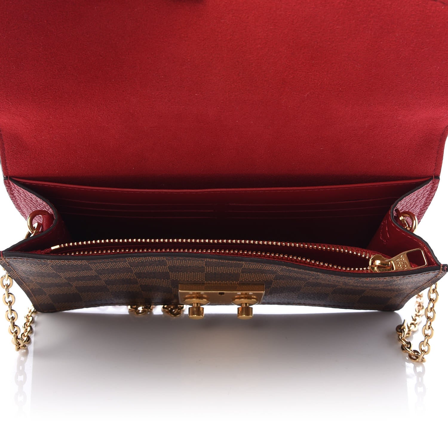 Louis Vuitton Damier Ebene Croisette Chain Wallet Scarlet 5 of 10
