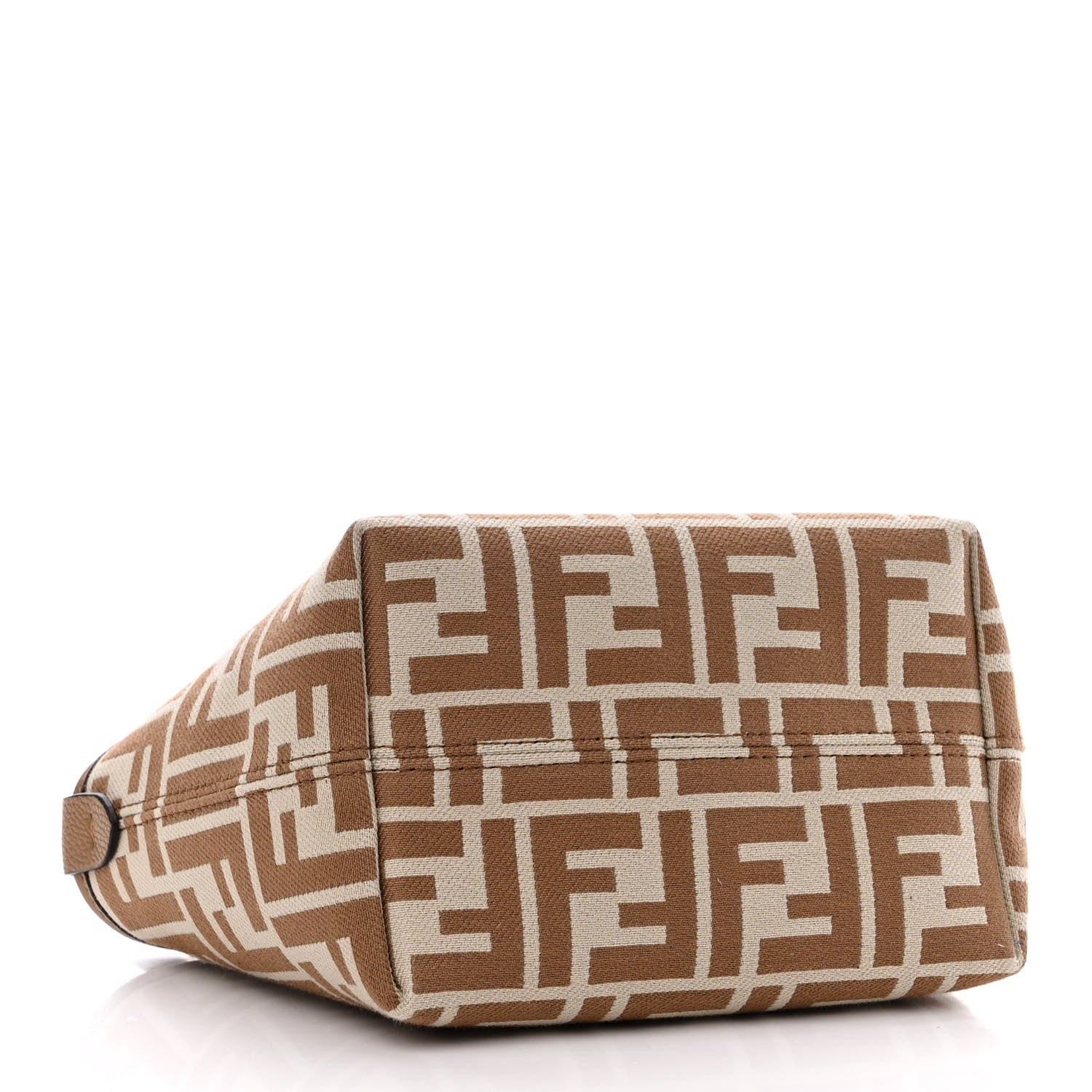 Fendi Fabric Calfskin FF Mini Roll Tote Beige Sand 4 of 12