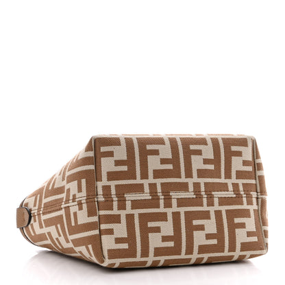 Fendi Fabric Calfskin FF Mini Roll Tote Beige Sand 4 of 12
