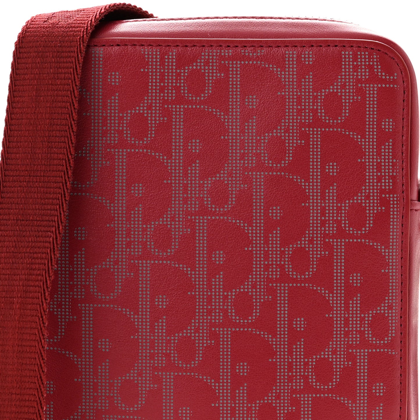 Calfskin Oblique Galaxy Perforated World Tour Messenger Pouch Red White
