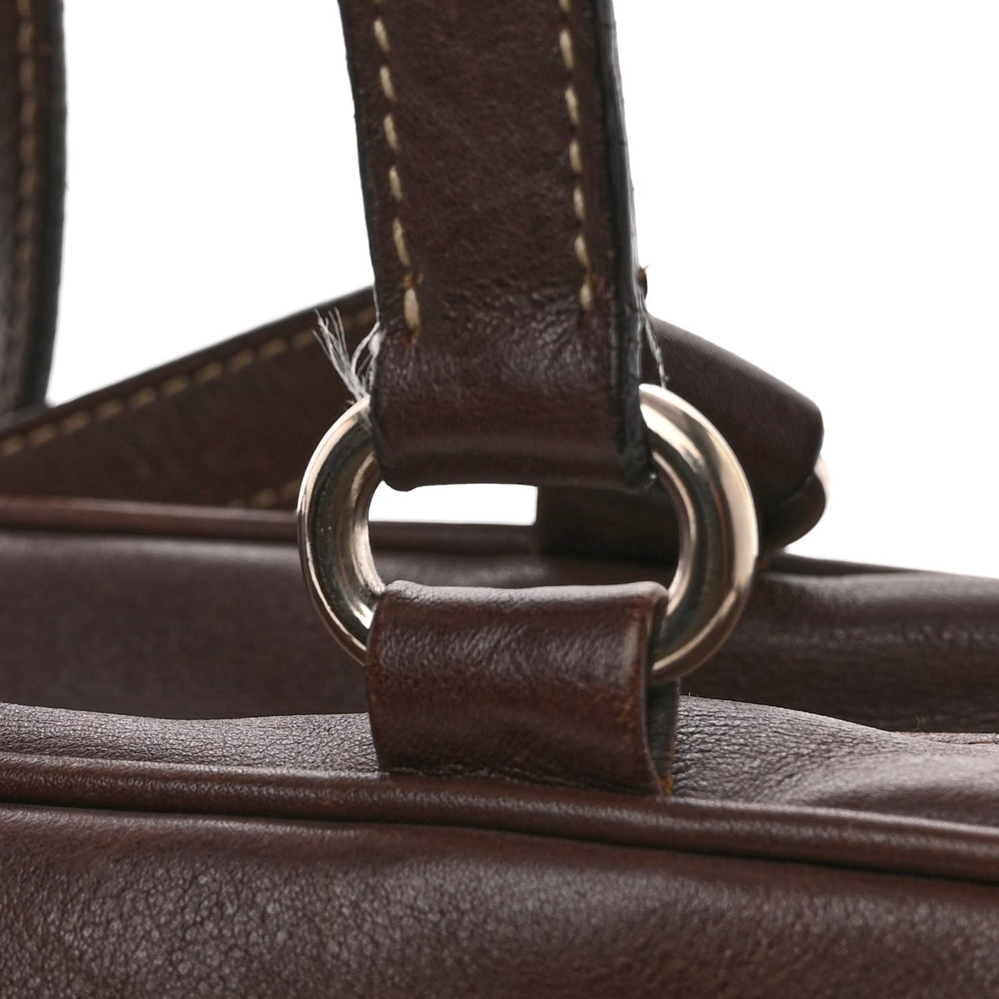 Soft Calf Push Lock Pocket Shoulder Bag Brown