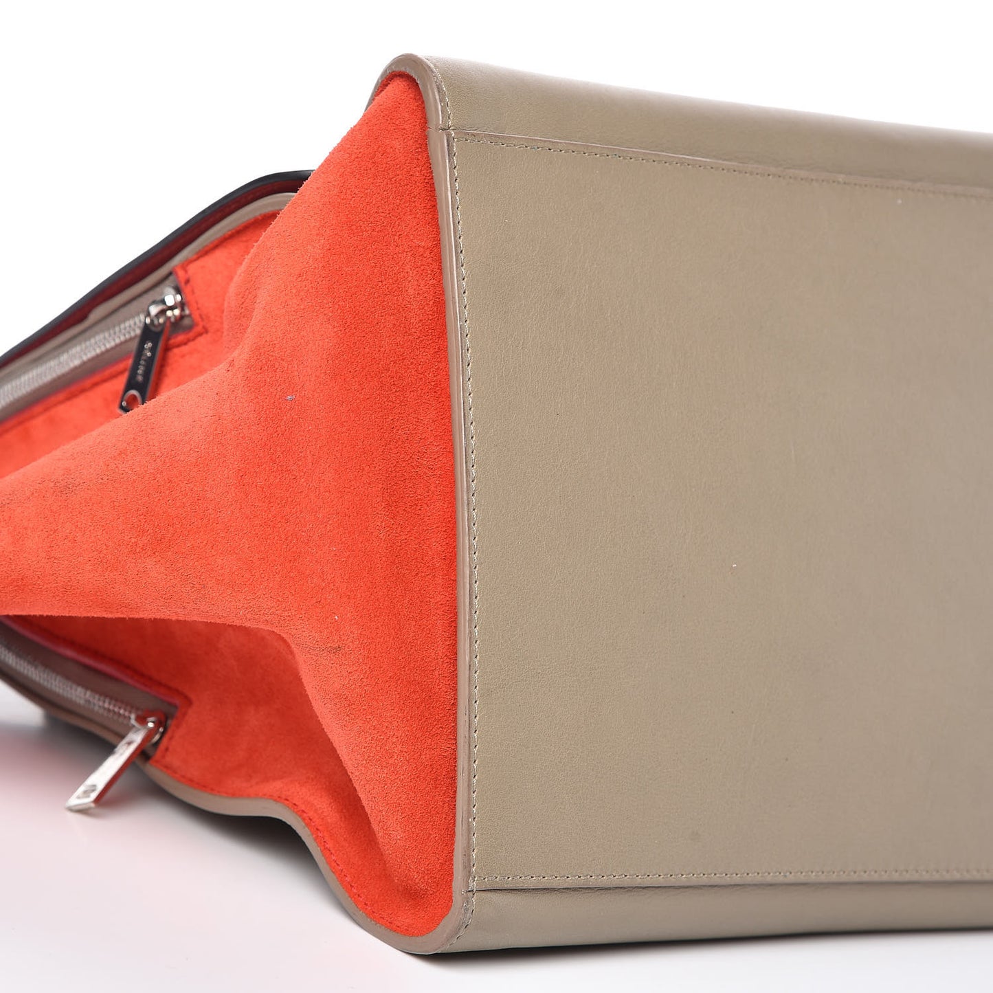 Calfskin Suede Tri-Color Double Zip Trapeze