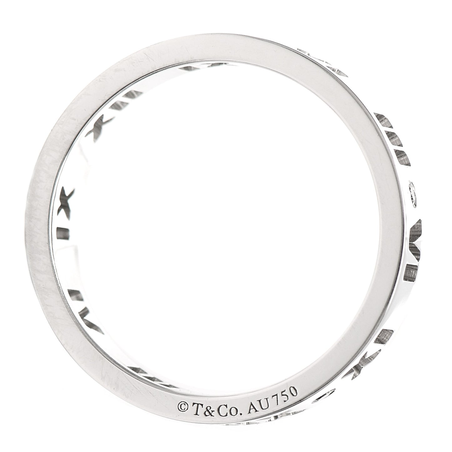 18K White Gold Diamond Wide Atlas Pierced Ring 54 6.75