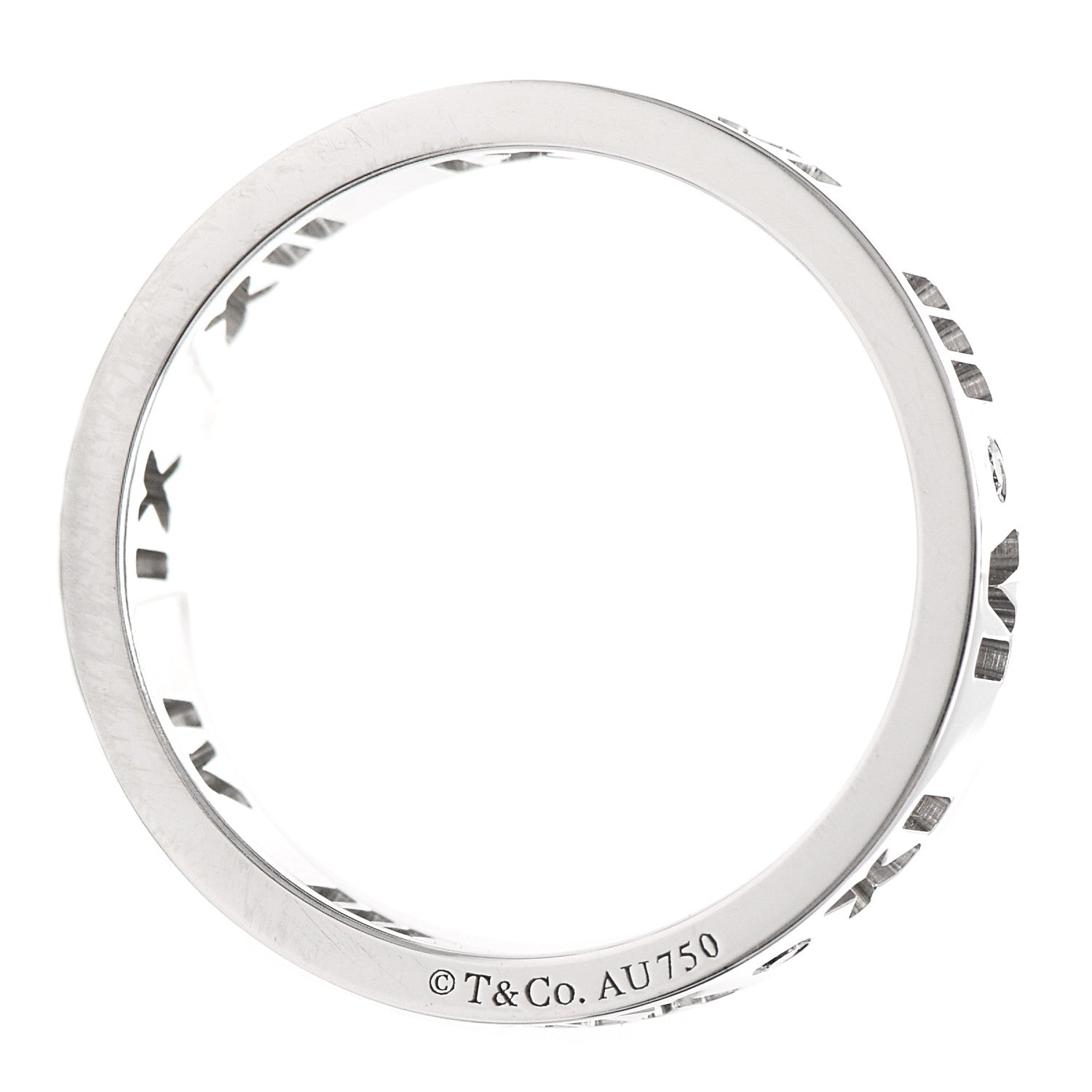 Tiffany 18K White Gold Diamond Wide Atlas Pierced Ring 54 6.75 4 of 5