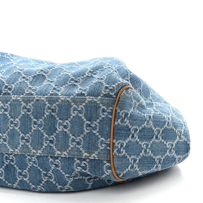 Gucci Denim Monogram Medium Sukey Tote Blue 10 of 14
