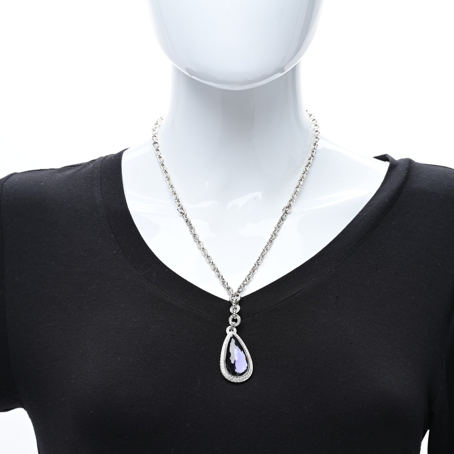 David Yurman Sterling Silver Diamond Black Orchid Anjou Teardrop Necklace 3 of 4