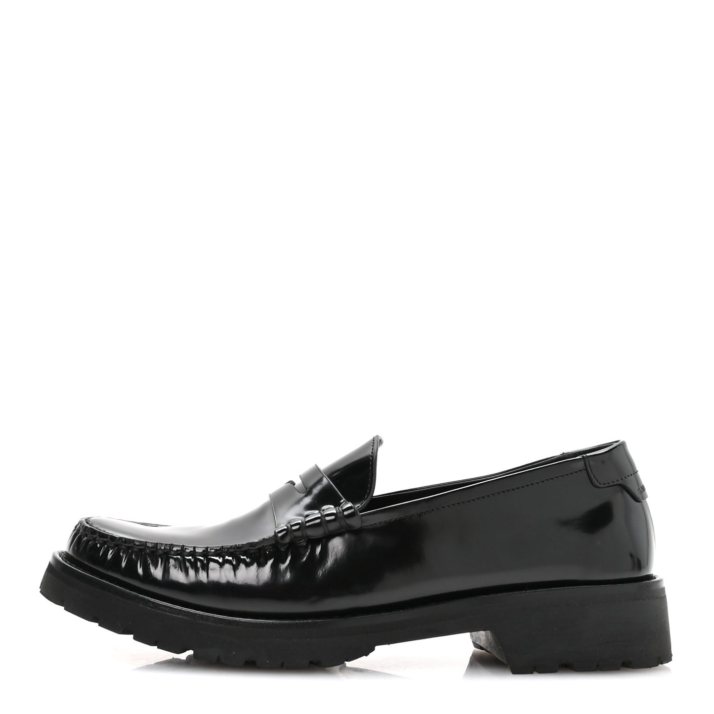 Glazed Calfskin Le Loafer 15 Penny Slippers 39 Black