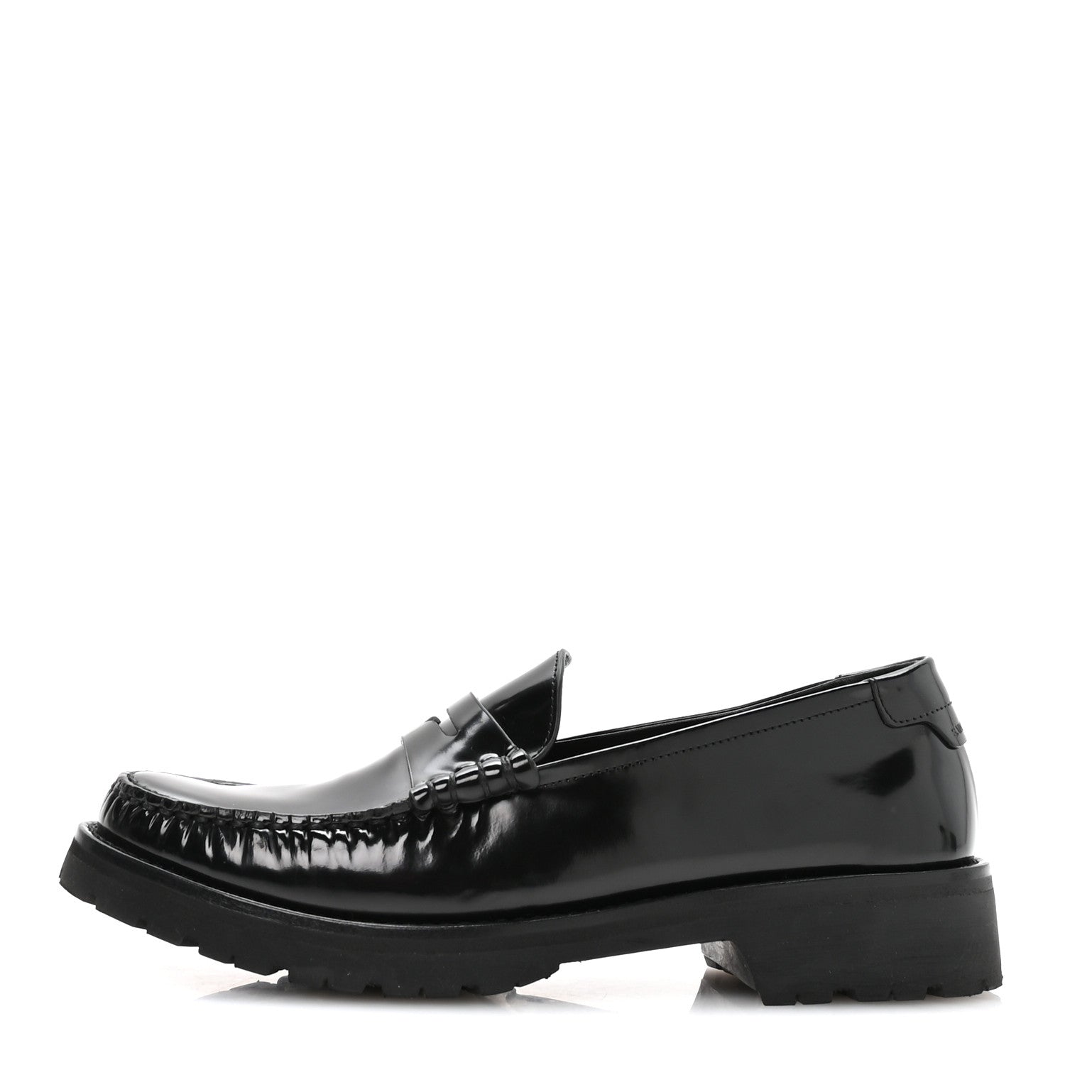 Saint Laurent Glazed Calfskin Le Loafer 15 Penny Slippers 39 Black 1 of 8