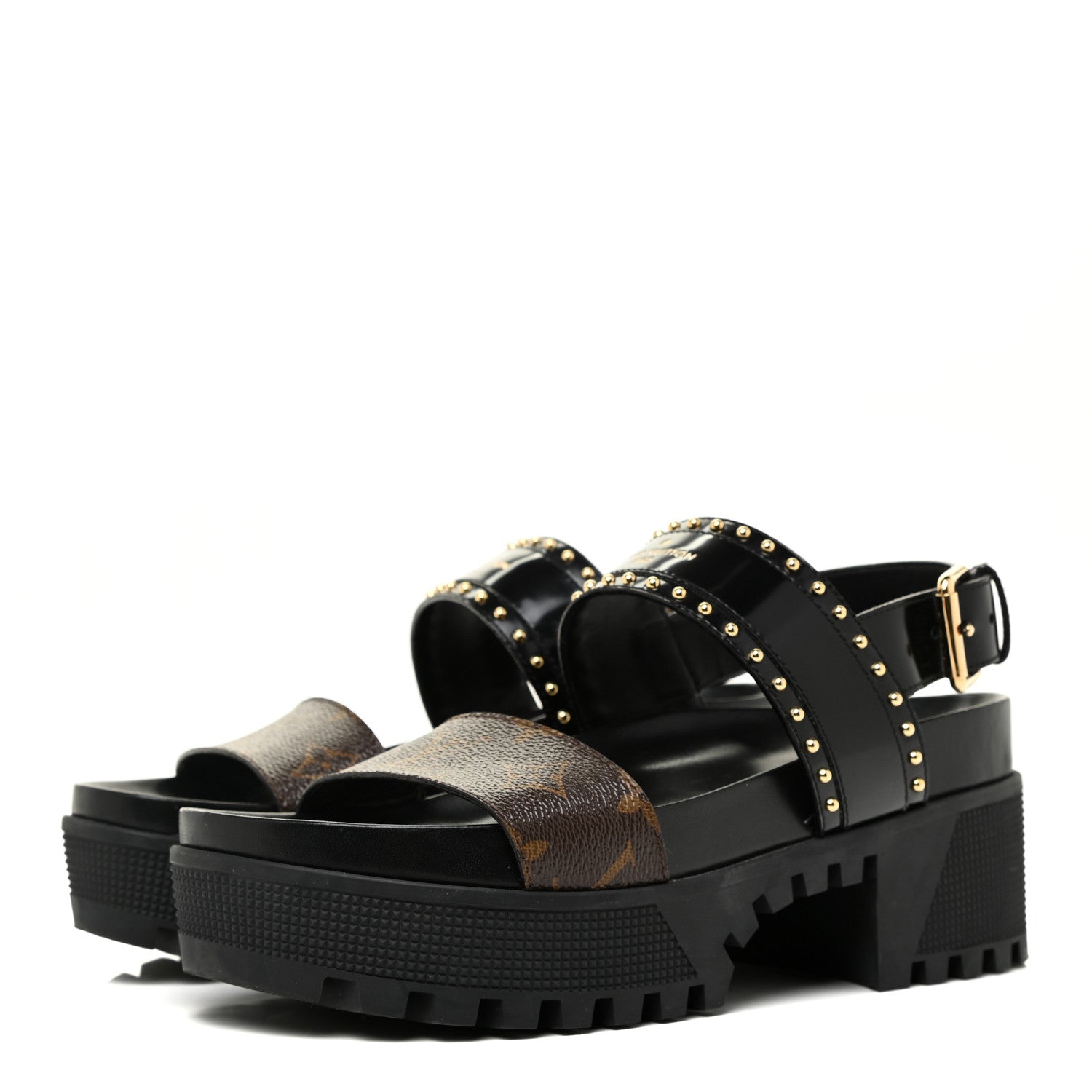 Louis Vuitton Calfskin Monogram Laureate Platform Sandals 39 Black 3 of 11
