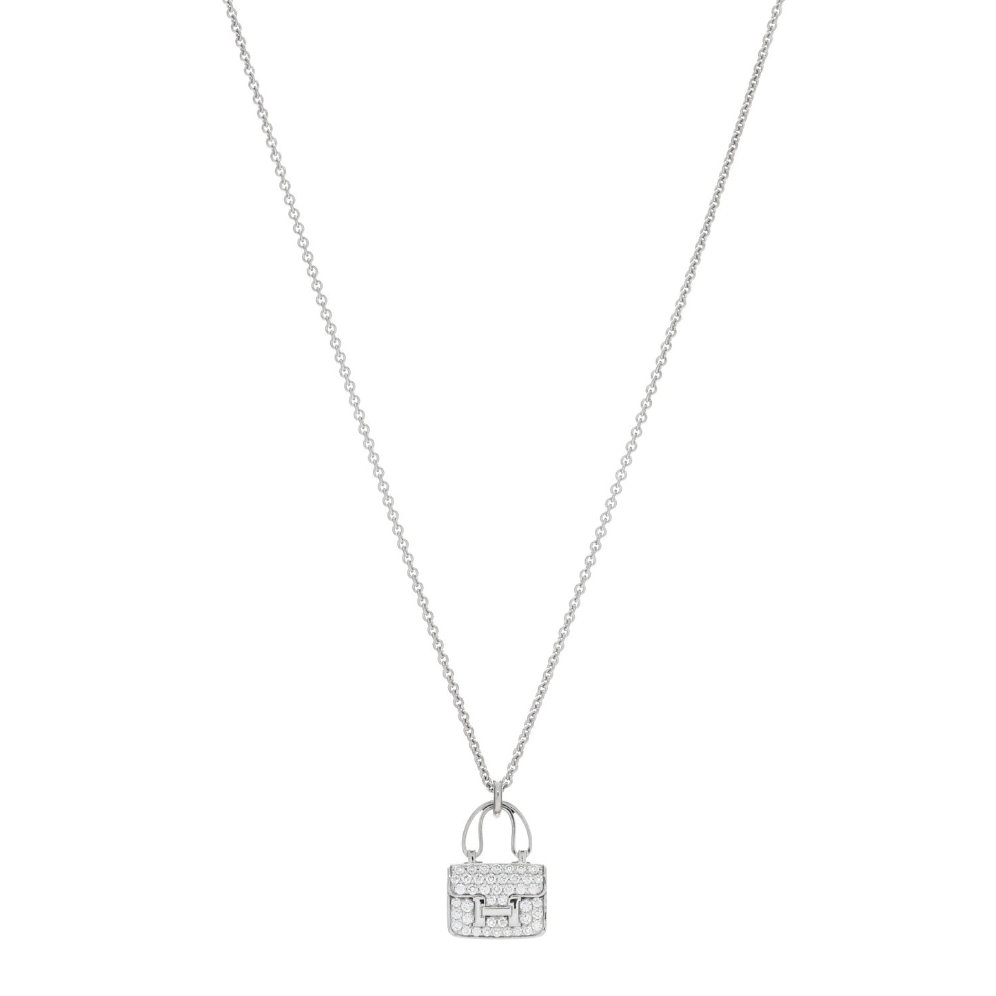18K White Gold Diamond Constance Amulettes Pendant Necklace