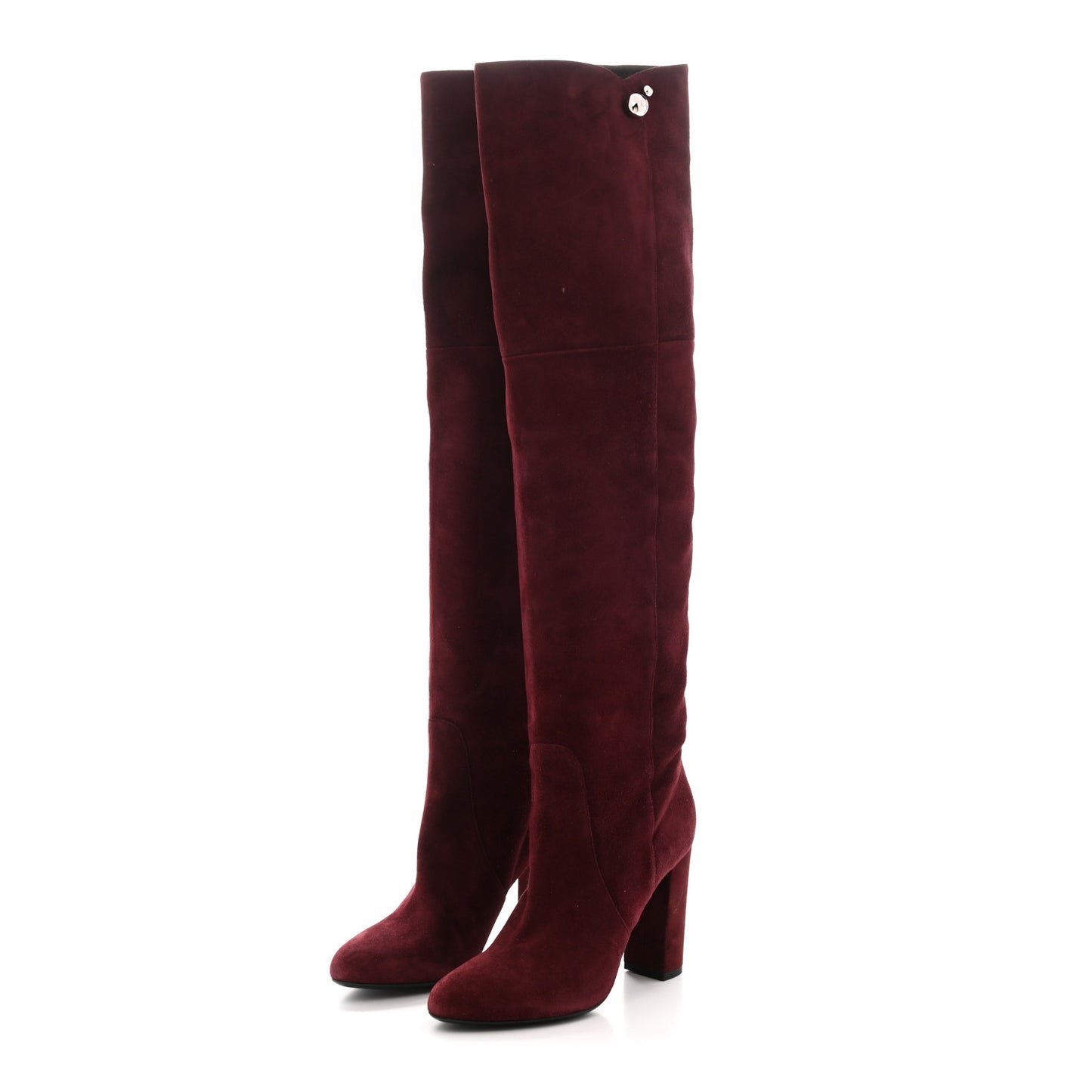 Suede Knee High Boots 39 Burgundy