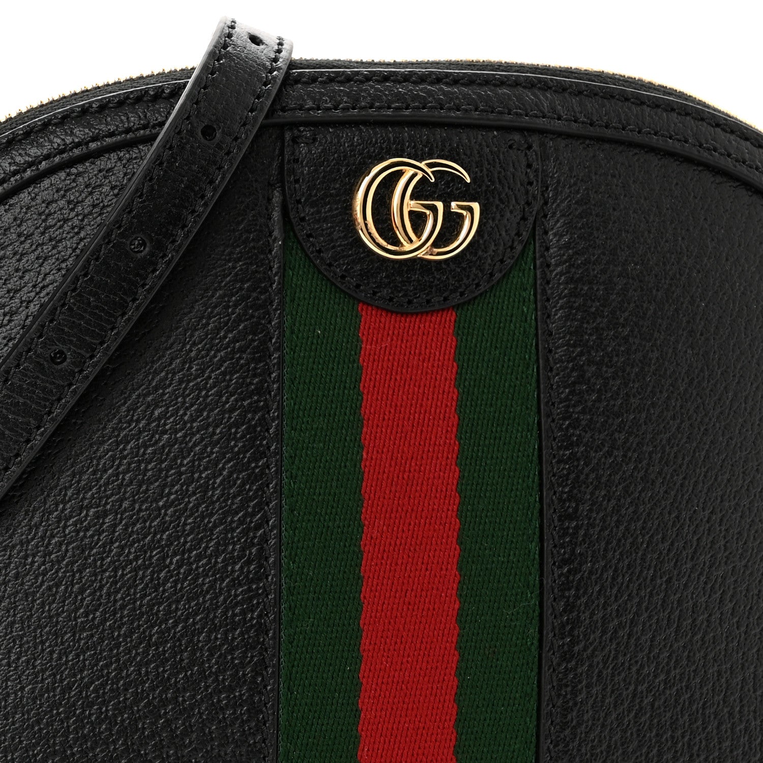 Gucci Calfskin GG Web Small Ophidia Dome Shoulder Bag Black 8 of 10