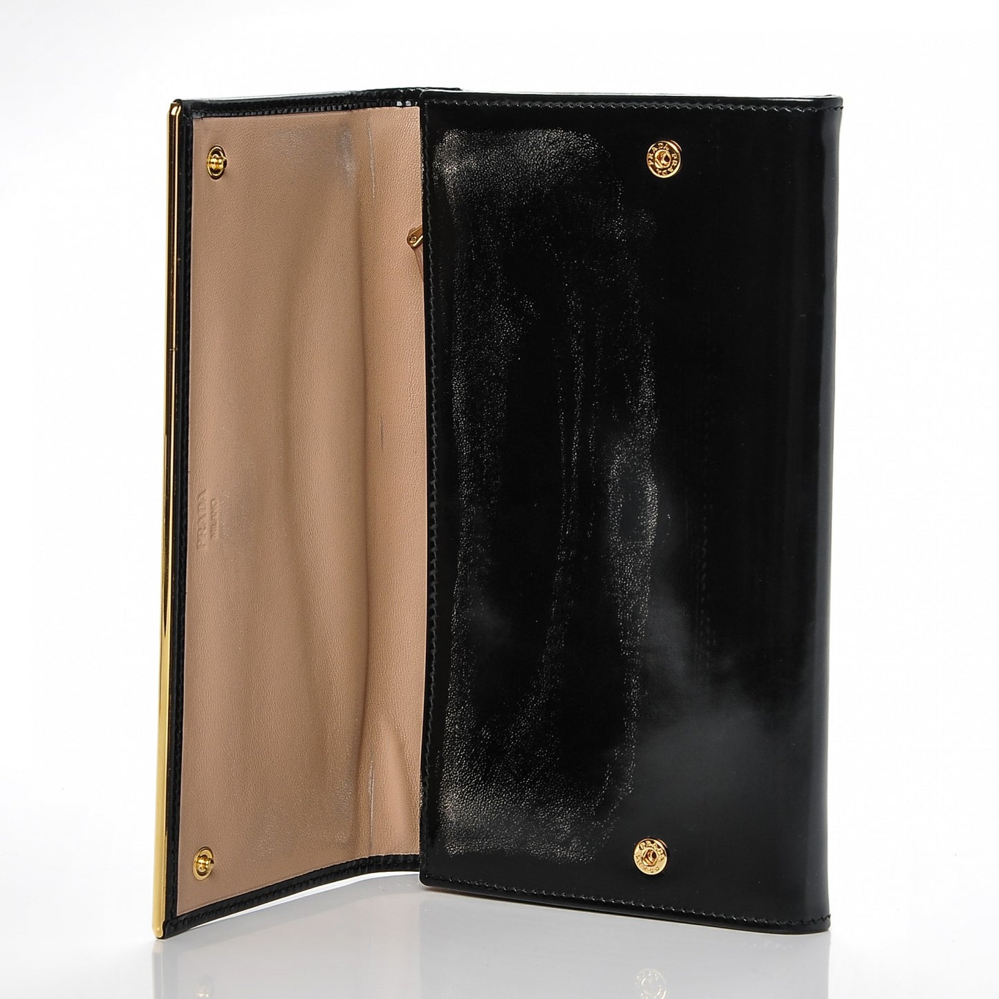 Spazzolato Metal Bar Flap Wallet Nero Black