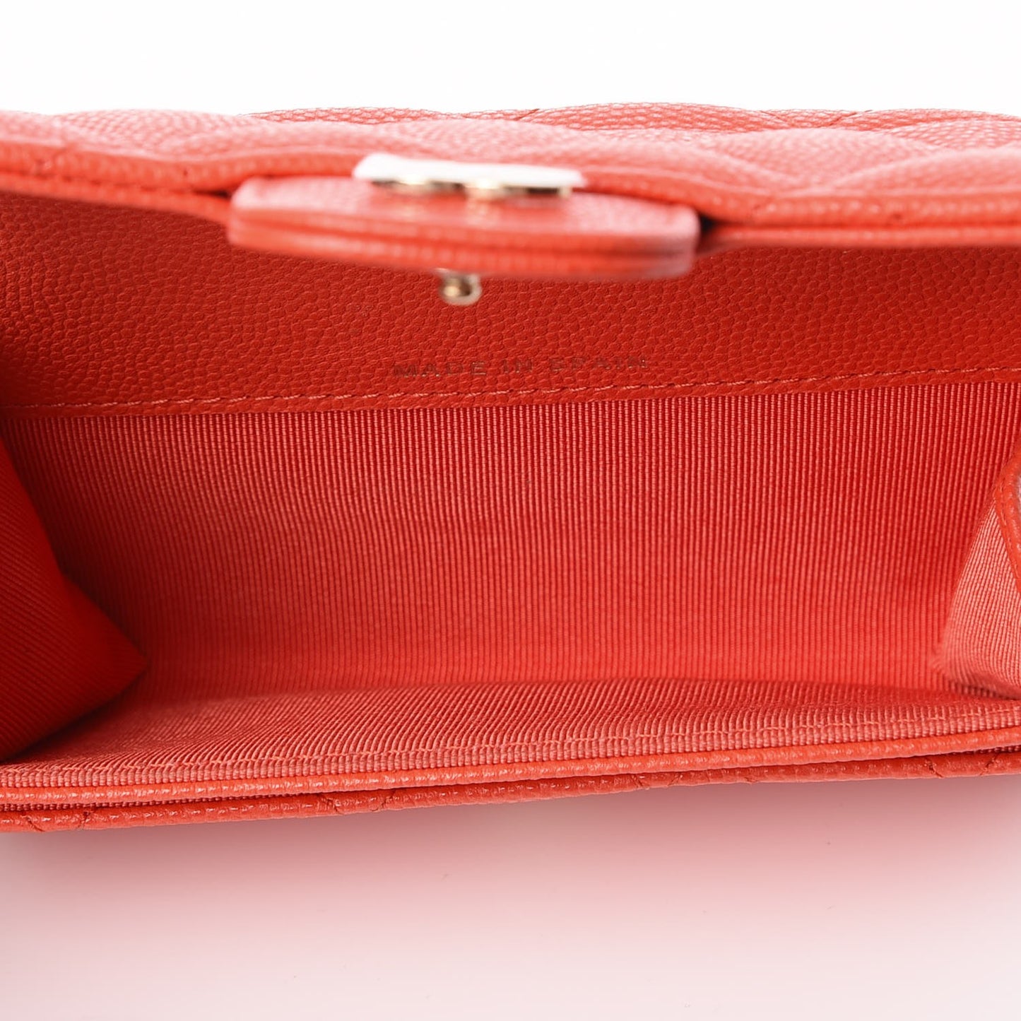 Caviar Quilted Flap Card Holder Red