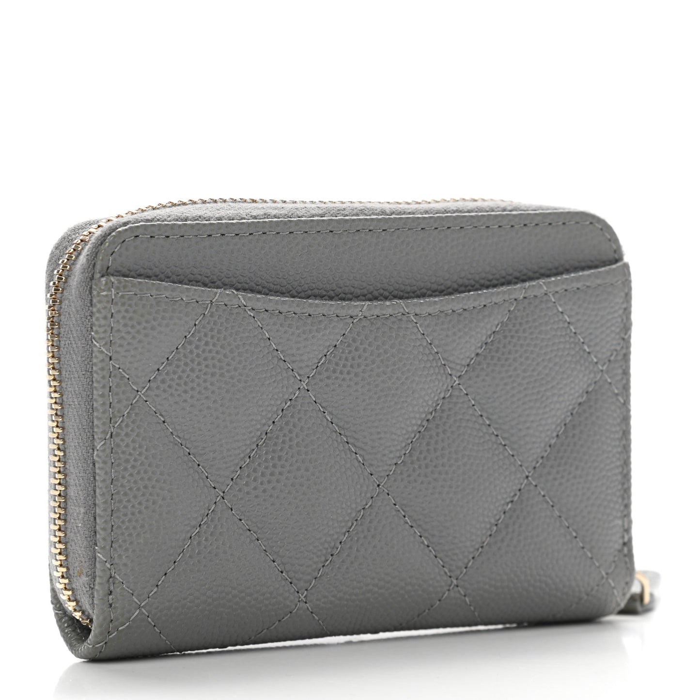 Caviar Quilted Zip Coin Purse Grey