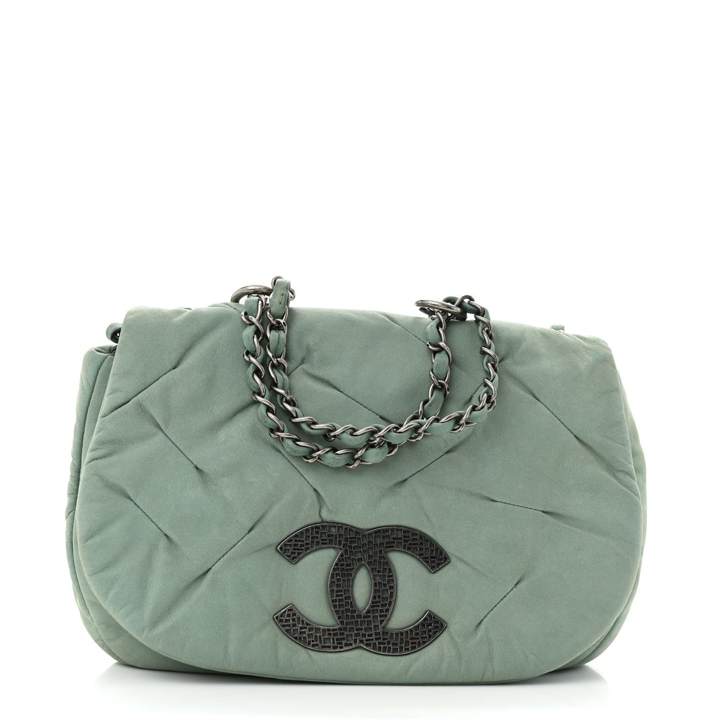 Iridescent Calfskin Glint Flap Green