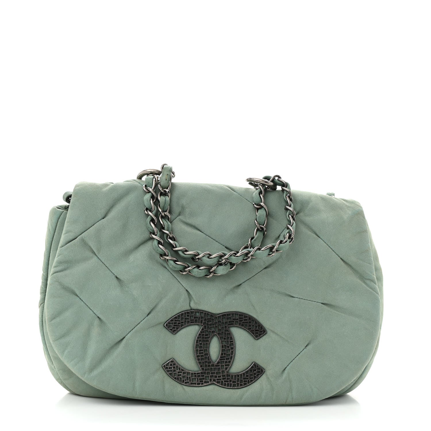 Chanel Iridescent Calfskin Glint Flap Green 1 of 15