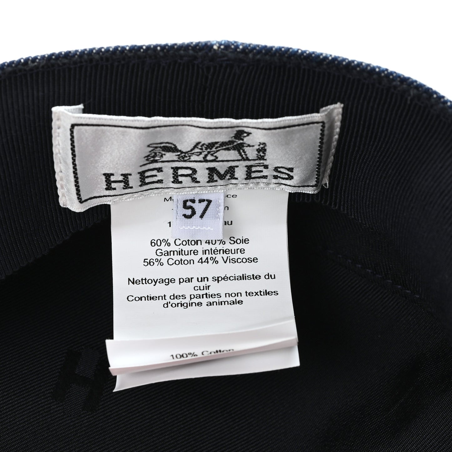 Denim Calfskin Cabourg Cap 57 Indigo