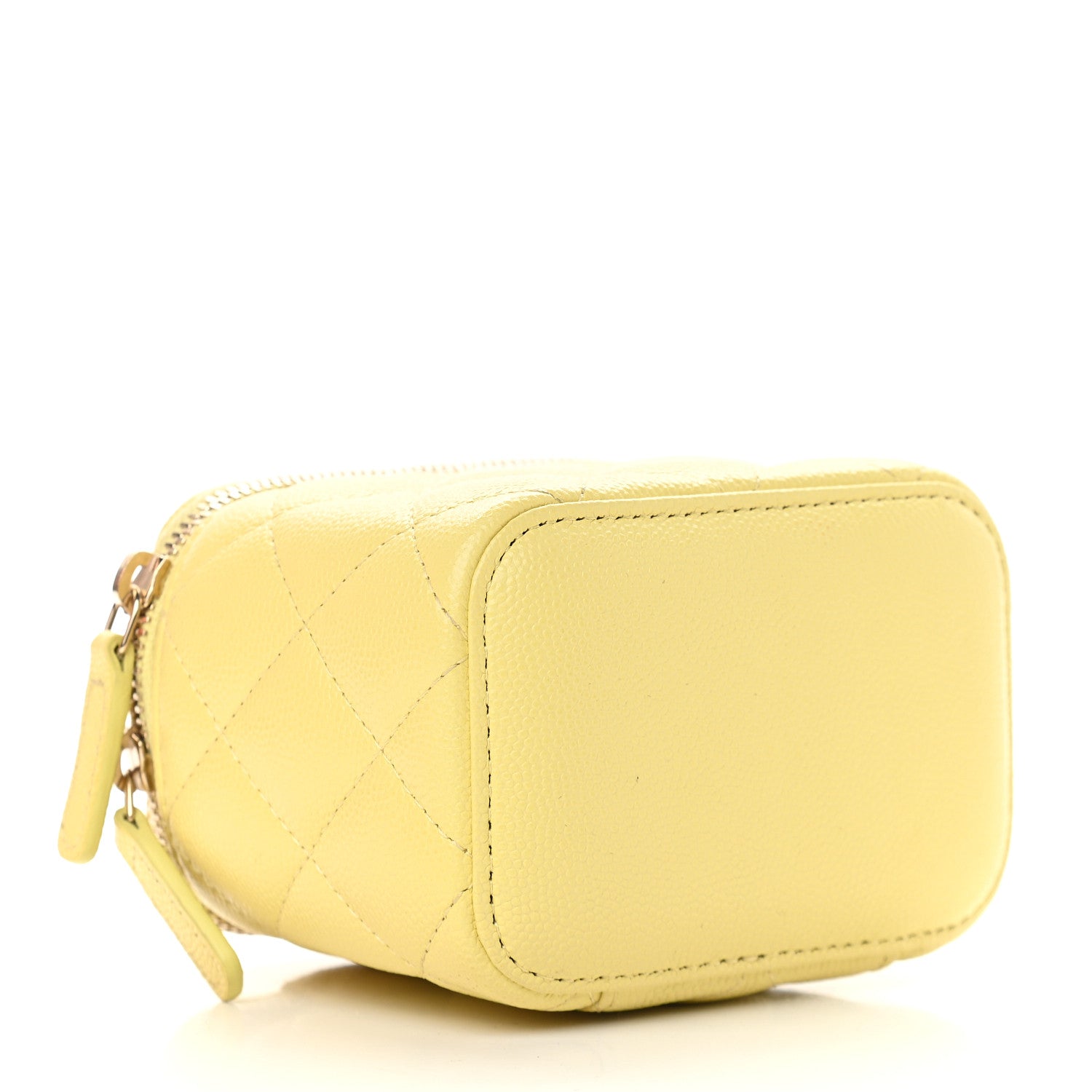 Chanel Caviar Quilted Mini Vanity Case With Chain Light Yellow 4 of 10