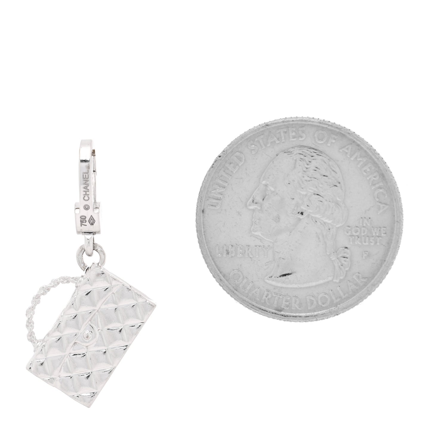 18K White Gold Classic Flap Bag Charm