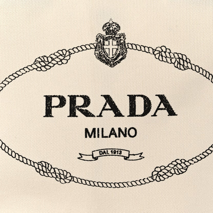 Prada Canapa Small Shopping Tote White 7 of 9