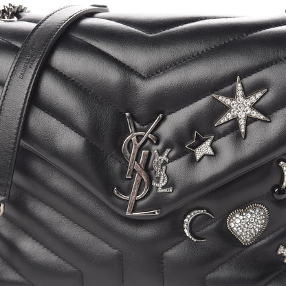 Saint Laurent Calfskin Y Quilted Monogram Small Charm Loulou Chain Satchel Black 8 of 10