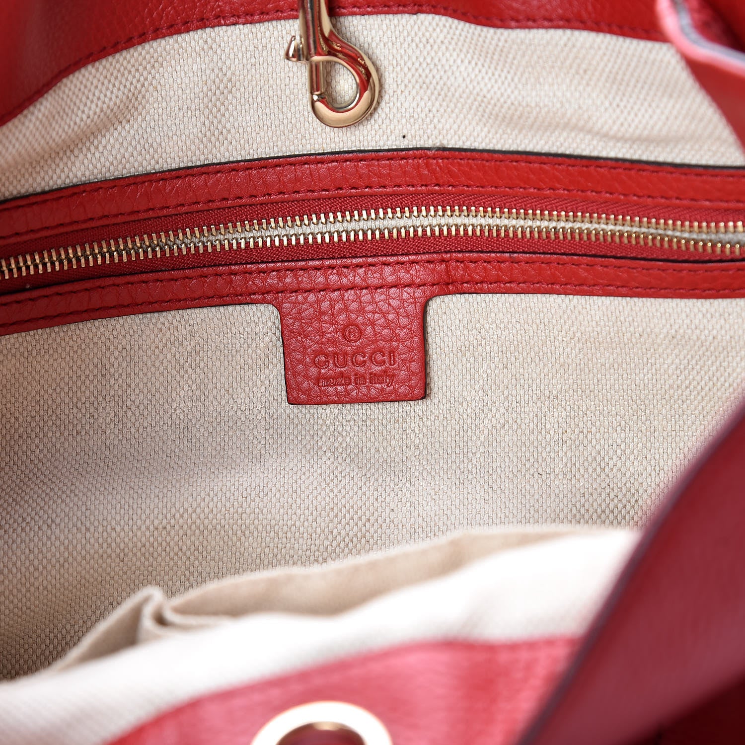 Gucci Pebbled Calfskin Medium Soho Chain Shoulder Bag Tabasco Red 8 of 13