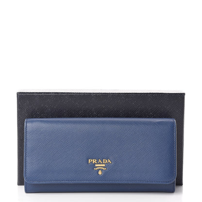 Prada Saffiano Metal Continental Flap Travel Wallet Bluette 11 of 11