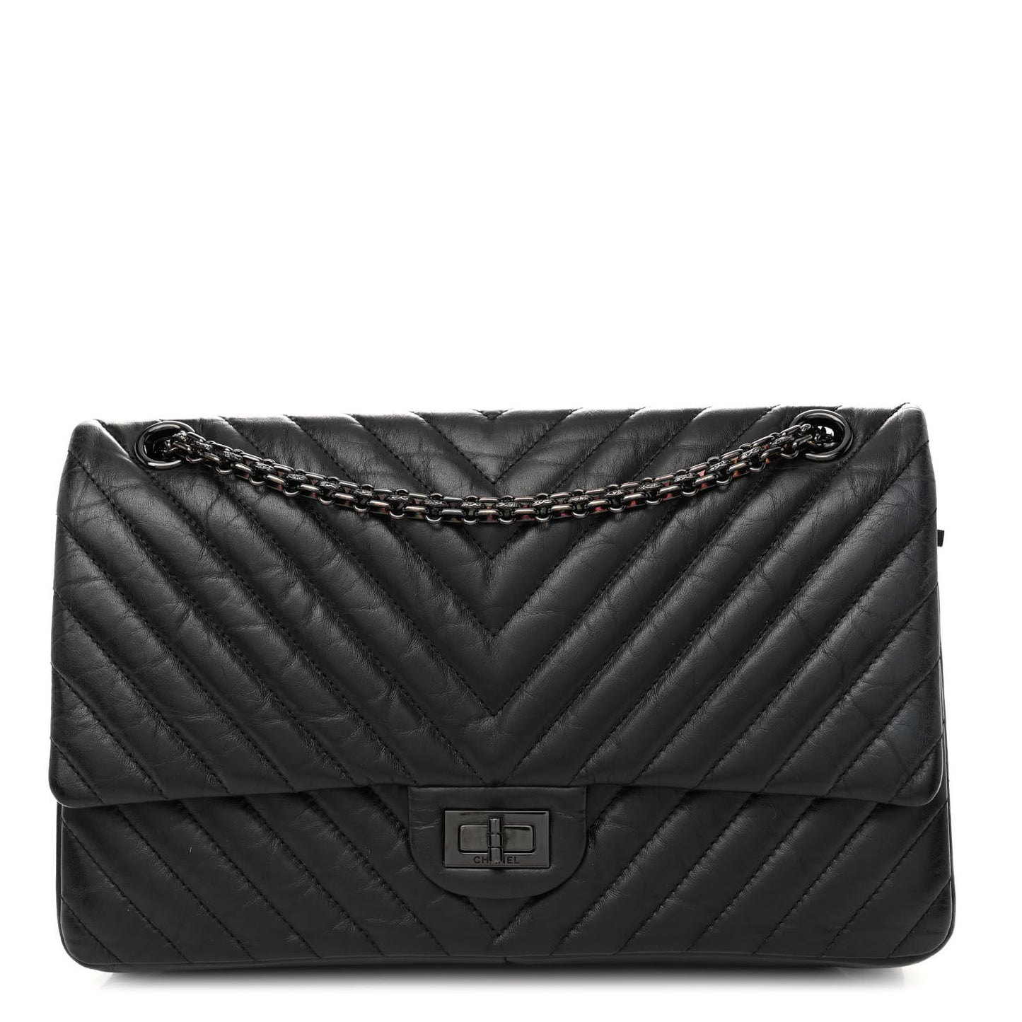 Aged Calfskin Chevron Quilted 2.55 Reissue 226 So Black