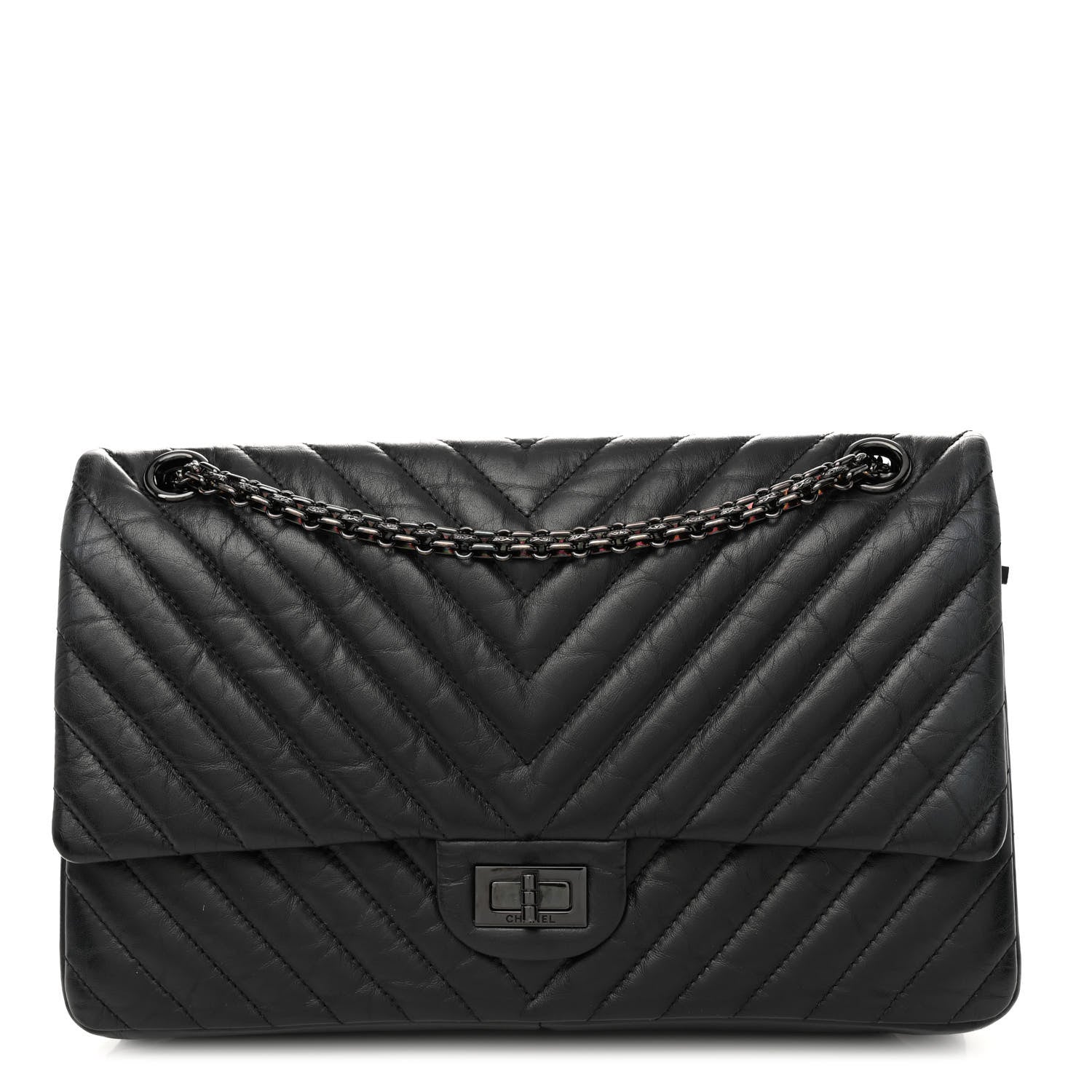 Chanel Aged Calfskin Chevron Quilted 2.55 Reissue 226 So Black 1 of 10
