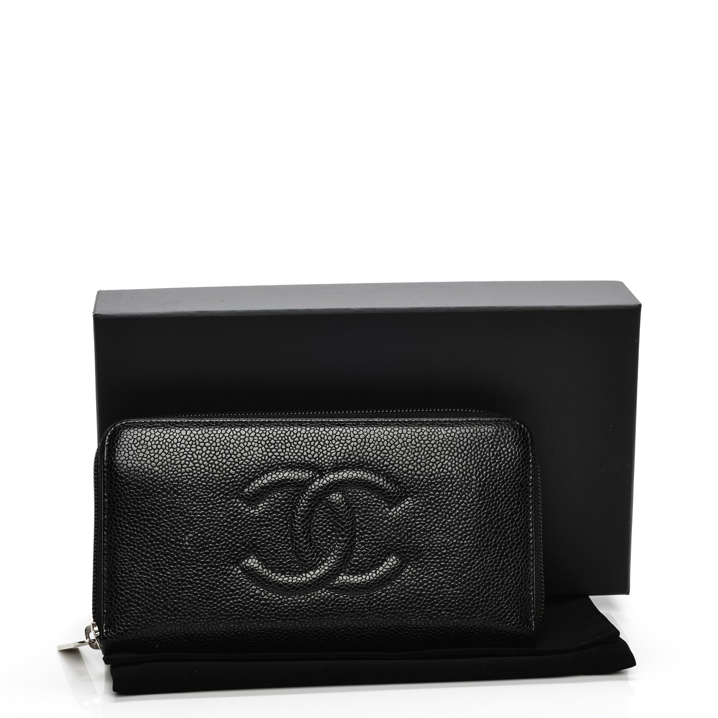 Caviar Large Timeless CC Zip Around Wallet Black