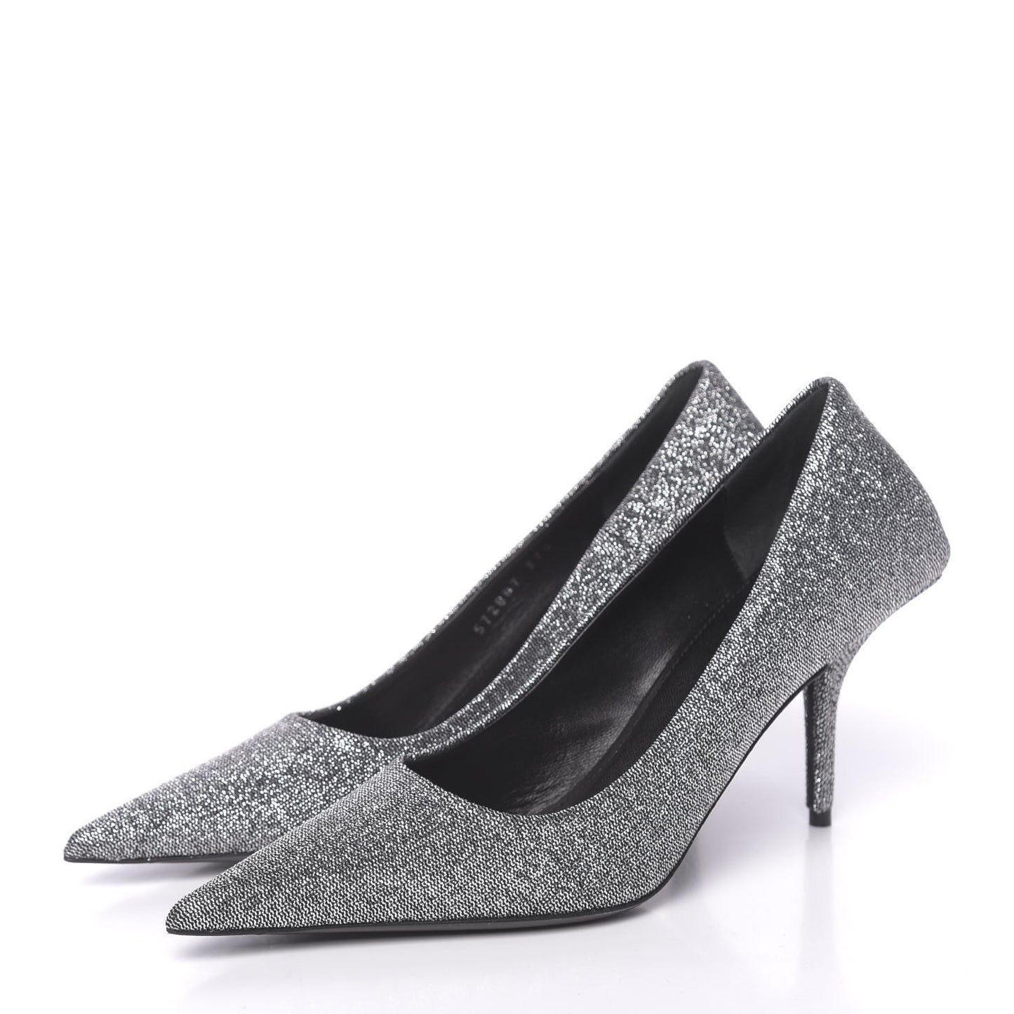 Shiny Fabric Square Knife 80mm Pumps 37.5 Silver