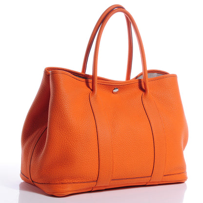 Hermes Veau Negonda Garden Party Tote MM 36 Orange 3 of 7