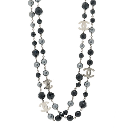 Chanel Ruthenium Pearl Beaded CC Long Necklace Black 1 of 8