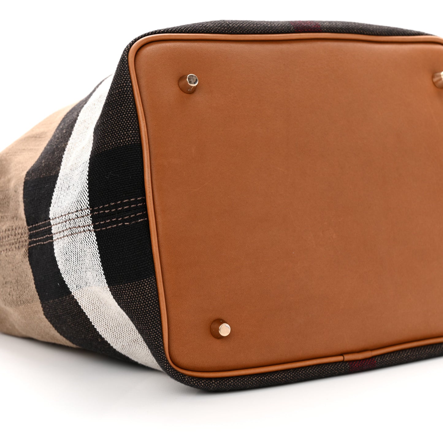Grainy Calfskin Canvas Mega Check Medium Ashby Tassel Hobo Saddle Brown
